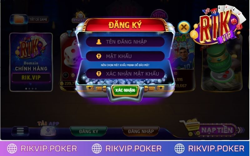 Đăng ký tài khoản tại cổng game RIKVIP