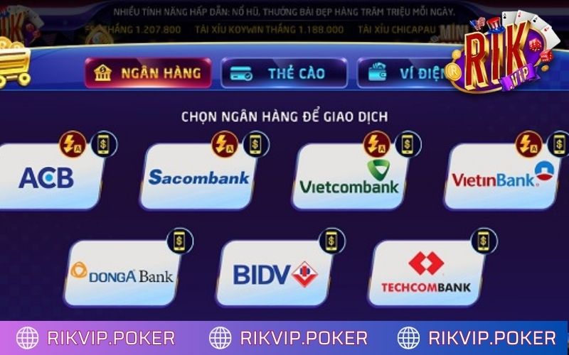 Tiền sẽ đổ về tài khoản Rikvip của người chơi chỉ sau 1-3 phút thanh toán